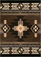 YHSF South West Native American Area Rug C318 - Easy Clean, Thick, Soft, Durable Native Tribal American Indian Inspired Rug for Bedroom/Living Room and More - Chocolate Brown, 5 ft 11 in x 8 ft 6 in