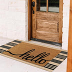 Striped Outdoor Front Door Mat 24"x51", Cotton Hand Woven Washable Black and Khaki Rug Runner, Reversible Foldable Indoor Layered Front Door Rugs for Entryway/Farmhouse/Home Entrance