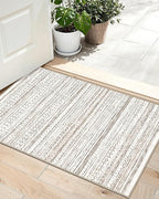 LUMI Ultra Thin Door Mat, 24x36 Non Slip Indoor Doormat Entrance Washable Rugs Entryway Oriental Vintage Soft Carpet for Kitchen Bedroom Front Door, White and Brown