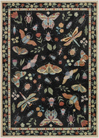Lahome Insect 5x7 Area Rugs for Living Room, Soft Washable Rugs for Bedroom Ultra-Thin Non Slip Black Rug, Stain Resistant Throw Rug Carpet for Office Nursery Dining Room(5'x7',Black)