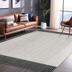 Modern Micro Loop Indoor Area Rugs for Living Room Bedroom Kitchen Geometric Striped Black-White 9x12 Luxury Durable Low and High Pile Non-Shedding Stain Resistant Soft Area Carpet 9 x 12