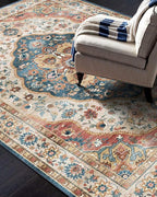 vivorug 9x12 Area Rugs for Living Room, Non Slip Machine Washable Vintage Beige Rug, Ultra-Thin Lightweight Large Area Rug for Bedroom, Dining Room, Low Pile