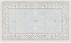 RUGGABLE Washable Vintage Area Rug – Verena Soft Blue 3x5, Stain-Resistant, Non-Slip – Small Machine Washable Rugs for Living Room, Bedroom, Hallway, Entryway & Office–with Standard Pad