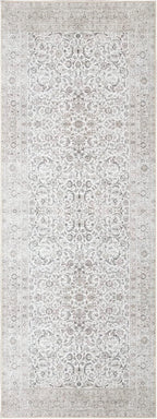Bloom Rugs Washable Non-Slip 10 ft Runner - Beige/Off White Traditional Bordered Runner for Entryway, Hallway, Bathroom, and Kitchen - Exact Size: 2.5' x 10'