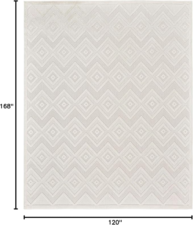 Nourison Home Versatile Ivory White 10' x 14' Area Rug - Easy Clean, Non Shedding, Bed Room, Living Room, Dining Room, Kitchen (10' x 14')