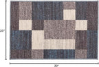Rugshop Contemporary Blue Geometric Boxes Non-Slip Area Rug Non-Shedding for Living Room, Dining Room and Office, 20" x 30"