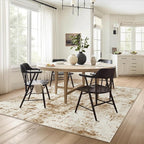 FMFUNCTEX 4x6 Washable Area Rug Brown Beige Abstract Modern Neutral Non Slip Low Pile Indoor Carpet Soft Thin Throw Rug for Entryway Entrance Living Room Bedroom Dining Office Nursery Kitchen Laundry