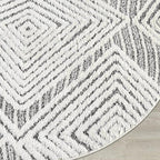 Antep Rugs Palafito 5x5 Geometric Shag Diamond High-Low Pile Textured Indoor Area Rug (Gray, 5'3" Round)