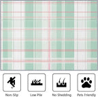 5x7 Rug Washable - Plaid Rugs for Living Room, Mint Green Tartan Gingham Non Slip Low Pile Area Rugs for Bedroom, Plaid Carpet Home Decor & Gifts