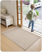 Color&Geometry Ultra-Thin Indoor Door Mat, 21"x31" Low-Profile Non-Slip Entryway Rug with Modern Geometric Texture, Washable Doormat for Entrance, Front Doors, Khaki (FOLD)