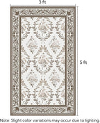 SOULFUL Medium Pile 3x5 Area Rug - Soft Underfoot Small Entryway Rug - Brown Boho Floral - Washable Non-Slip - Perfect for Living Room Bedroom Foot Kids Room Reading Nook