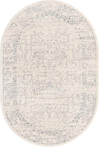Unique Loom Isabella Collection Area Rug - Adjani (4' 1" x 6' 1" Oval, White/ Blue)
