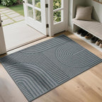 Front Door Mat 31''x47'', Absorbent Muddy Dirt Resist Washable Non Slip Low-Profile Indoor Doormat, Easy Clean Welcome Entryway Door Mats, Grey