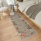 Lahome Floral Kitchen Runner, 2X6 Washable Runner Rug Non-Slip, Ultra-Thin Soft Hallway Rug Stain Resistant Boho Carpet for ‎Bedroom Laundry Bathroom, Brown