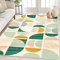 MUJOO Green Rug Boho Washable,4x6.5 Area Rugs for Bedroom Entryway Living Room Bedside,Small Throw Floor Carpet Non Slip Soft Indoor Modern Abstract Sage Green