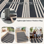 Lahome Striped Easy Jute Outdoor Patio Rug, Washable 5x7 Area Rugs for Living Room Office Indoor Outdoor Carpet, Farmhouse Non Shedding Stain Resistance Carpet for Dining Room Backyard Deck