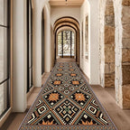 Brown Black Geometric Diamond Pattern Hallway Runner Rug - 3x8ft Soft Washable Rug, Corridor & Foyer High-Traffic Area Rugs, Durable Non-Slip Mat, Ethnic Southwestern Style Home Decor