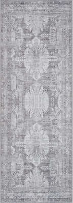 Bloom Rugs Washable 10 ft Runner - Ivory/Silver Gray Traditional Runner for Entryway, Hallway, Bathroom, and Kitchen - Exact Size: 2.5' x 10'