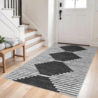 HelloTree Area Rug 3x5 Geometric Rug,Washable Modern Neutral Stain Resistant Indoor Carpet Boho Living Room Moroccan Rugs Fluffy Rug for Living Room Bedside Room Decor for Family-Black