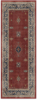 RUGGABLE Washable Vintage Runner Rug – Verena Amber Red 2.5x7, Stain-Resistant, Non-Slip Hallway Runner – Machine Washable Rug for Hallway, Entryway, Living Room & Kitchen–with Cushioned Pad