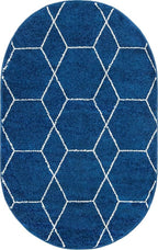 Unique Loom Trellis Frieze Collection Area Rug - Geometric (3' x 5' Oval, Navy Blue/ Ivory)