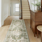 AMOAMI-2X6 Runner Rug-Washable Runners for Hallways-Soft Non Slip Bedside Rugs for Bedroom-Vintage Long Rug for Hallways Entryway Laundry Room Stair Kitchen Bathroom Olive Green