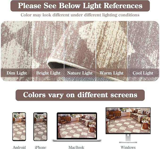 Lahome Moroccan Treills Area Rug - 2x3 Small Beige Bathroom Rug Door Rugs for Entryway Indoor, Checkered Washable Non Slip Throw Carpet for Bathroom Powder Room Kitchen Bedroom Front Door