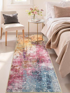 Washable Abstract Runner Rug, 2x6 Modern Area Rugs with Non-Slip Rubber Backed for Kitchen, Thin but Soft Contemporary Carpet Bedroom Entryway Hallway Decor, Galaxy