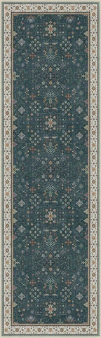 Dark Green Kitchen Rug 10 ft Long - Modern Vintage Boho Unique Floral with Gold Accent, Washable Low Pile Non-Slip Extra Long Wide Runner Rugs for Hallway, 3x10