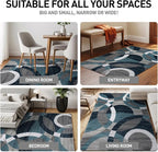Rugshop Contemporary Abstract Circles Perfect for high Traffic Areas of Your Living Room,Bedroom,Home Office,Kitchen Round Rug 6' 6" Blue (6' 6" Diameter)