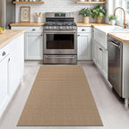 KOZYFLY Boho Rugs for Entryway 3x5 ft Washable Area Rug Non Slip Rubber Backed Entry Rug Woven Indoor Door Mat Cotton Kitchen Rugs Floor Carpet for Entryway, Foyer, Backdoor, Tan/Orange/Brown