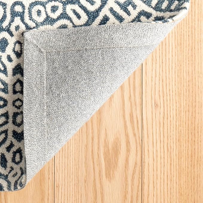 Dash and Albert Temple Wool Area Rug - 8.5 X 11.5 Ink Geometric Hand Micro Hooked Accent Rug - Durable, High Traffic Areas Hallway, Living Room, Stairs - Premium Luxury Hotel Quality Soft Breathable