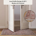 Kuden 2x3 Small Rug, Machine Washable, Non-Slip Backing, Vintage Style, Soft, Low Pile, Area Rugs for Entryway Kitchen Indoor Entrance
