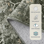 Lahome Boho Green Area Rugs 9x12 Living Room,Washable Large Rugs for Bedroom Aesthetic,Vintage Distressed Non Slip Low Pile Dining Room Rug Carpet for Home Office Playroom(9'x12',Green)