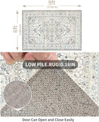 Enkor Area Soft Rugs 6x9 Washable Non Slip Boho Floor Rugs for Living Room Bedroom, Vintage Style Farmhouse Mat for Kitchen Entryway White & Grey