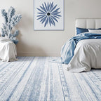 8x10 Area Rugs for Living Room Machine Washable Rug Distressed Indoor Carpet Neutral Moroccan Boho Rug Ultra Soft Area Rug for Bedroom Dining Room Playroom Office, Blue