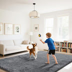 Fluffy Rug Shaggy Area Rug, Dark Grey 8x10 Area Rugs for Living Room, Large Shag Area Rugs for Bedroom Kids Room Home Decor, Upgrade Anti-Skid Rectangular Fuzzy Rugs