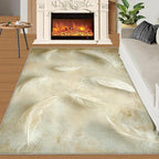 4x6 Feathers Cafe Rug - Minimalist Feathers Rugs for Bedroom Aesthetic, Natural Still Life Soft Comfortable Non-Slip for Offie Bedroom Study Boy Girl Room Hotel Dorm