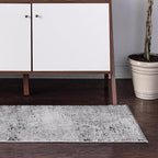 Rugs.com Leipzig Collection Rug – 12 Ft Runner Gray Low-Pile Rug Perfect for Hallways, Entryways