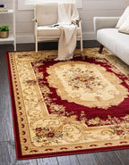 Rugs.com Chateau Collection Rug – 5' x 8' Red Medium Rug Perfect for Bedrooms, Dining Rooms, Living Rooms