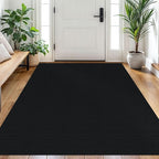 EARTHALL Washable Area Rug 4x6 Ft Non Slip Rugs for Entryway Braided Rubber Backed Bedroom Carpet Cotton Entry Rug Woven Floor Carpets for Bedroom Dining Room Living Room, Black