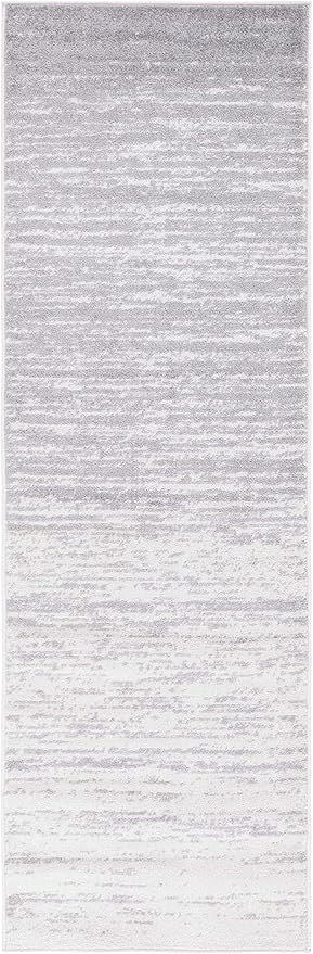 SAFAVIEH Adirondack Collection Runner Rug - 2'6" x 22', Ivory & Silver, Modern Ombre Design, Non Shedding & Easy to Clean, Ideal for Hallway, Foyer, Kitchen, Entryway, Bedroom (ADR113B)