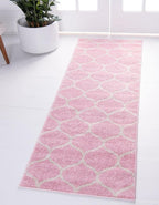 Rugs.com Lattice Frieze Collection Rug – 2' x 8' 8 Runner Light Pink Medium Rug Perfect for Living Rooms, Large Dining Rooms, Open Floorplans