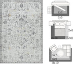 jinchan Kalen Area Rug 3x5 Washable Entryway Rug Soft Door Mat Vintage Indoor Entrance Thin Retro Distressed Carpet Grey Floral Country Boho Non Slip Doormat Bathroom Kitchen Bedroom