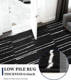 YIHOUSE 6x9 Abstract Line Area Rug, Modern Washable Stain Resistant Rugs Non Slip, Soft Indoor Floor Carpet for Living Room, Bedroom,Dining Room, Black and White