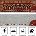 Burgundy Diamond Runner Rug, 2x8ft Hallway Runner Rugs - Corridor & Foyer Area Rugs, Non-Slip Mat Durable Rug, Washable Flannel Material, Southwestern Geometric Home Decor Carpet