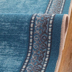 Antep Rugs Alfombras Bordered Modern 2x5 Non-Slip (Non-Skid) Low Pile Rubber Backing Kitchen Area Runner Rug (Turquoise Blue, 2' x 5')