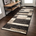 Superior Rockwood 3 Piece Indoor Area Rug Set, Jute Backing, Modern Color Block Decor for Hallway, Entry, Office, Kitchen, Living Room Floors, Plush Rugs, 2' 7" x 8', 5' x 8', 8' x 10', Chocolate