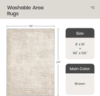 Valenrug Washable Rugs 8x10 - Non Slip 8x10 Area Rugs for Living Room, Stain Resistant Area Rugs for Bedroom, Foldable Machine Washable Area Rug(8'x10', Brown)