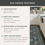 Washable 9x12 Area Rug for Living Room - Dark Blue Dining Rugs for Under Table, 9 by 12 Low Pile & Soft Boho Room Décor for Bedroom, Bird & Floral Design, Non-Slip